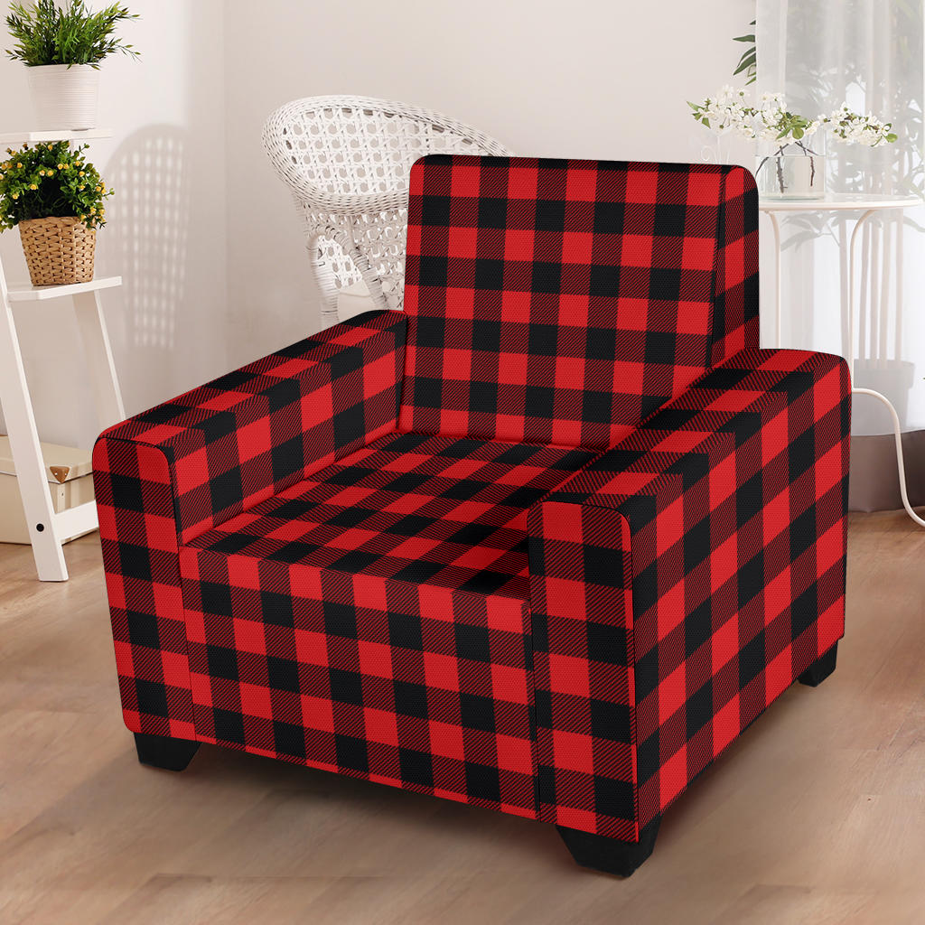 Red Black Buffalo Tartan Plaid Pattern Armchair Slipcover