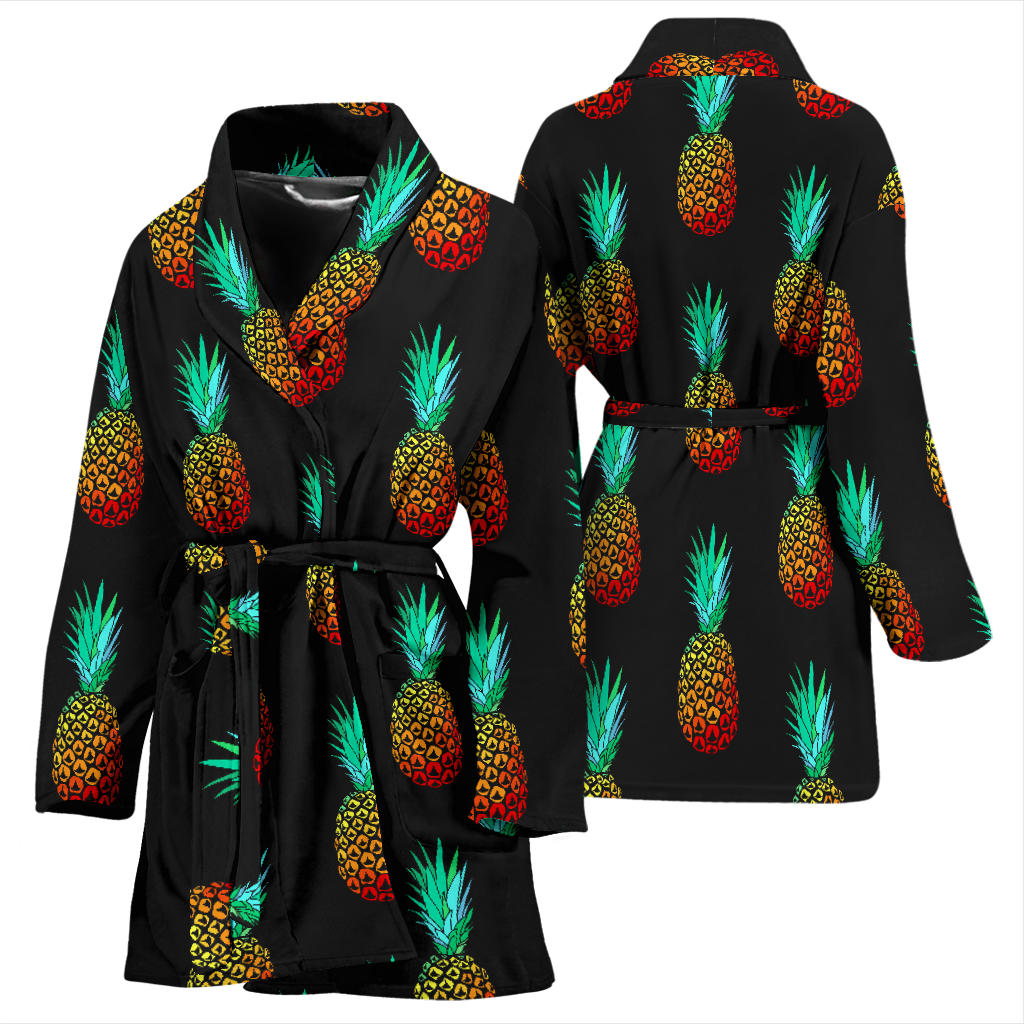 Pineapple Pattern Print Design A05 Women Bathrobe