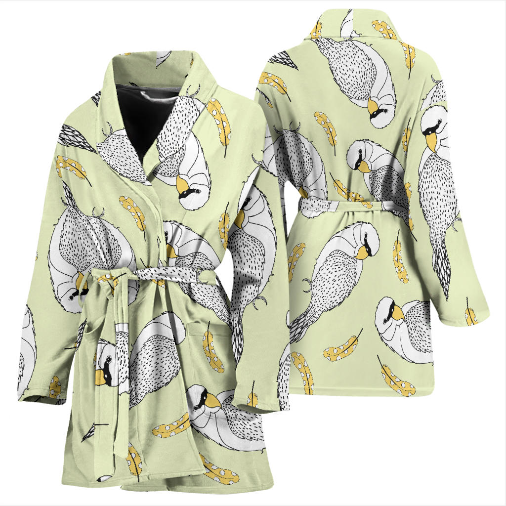 Parakeet Pattern Print Design A03 Women Bathrobe