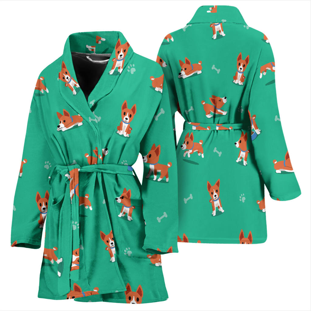 Basenji Pattern Print Design 02 Women Bathrobe