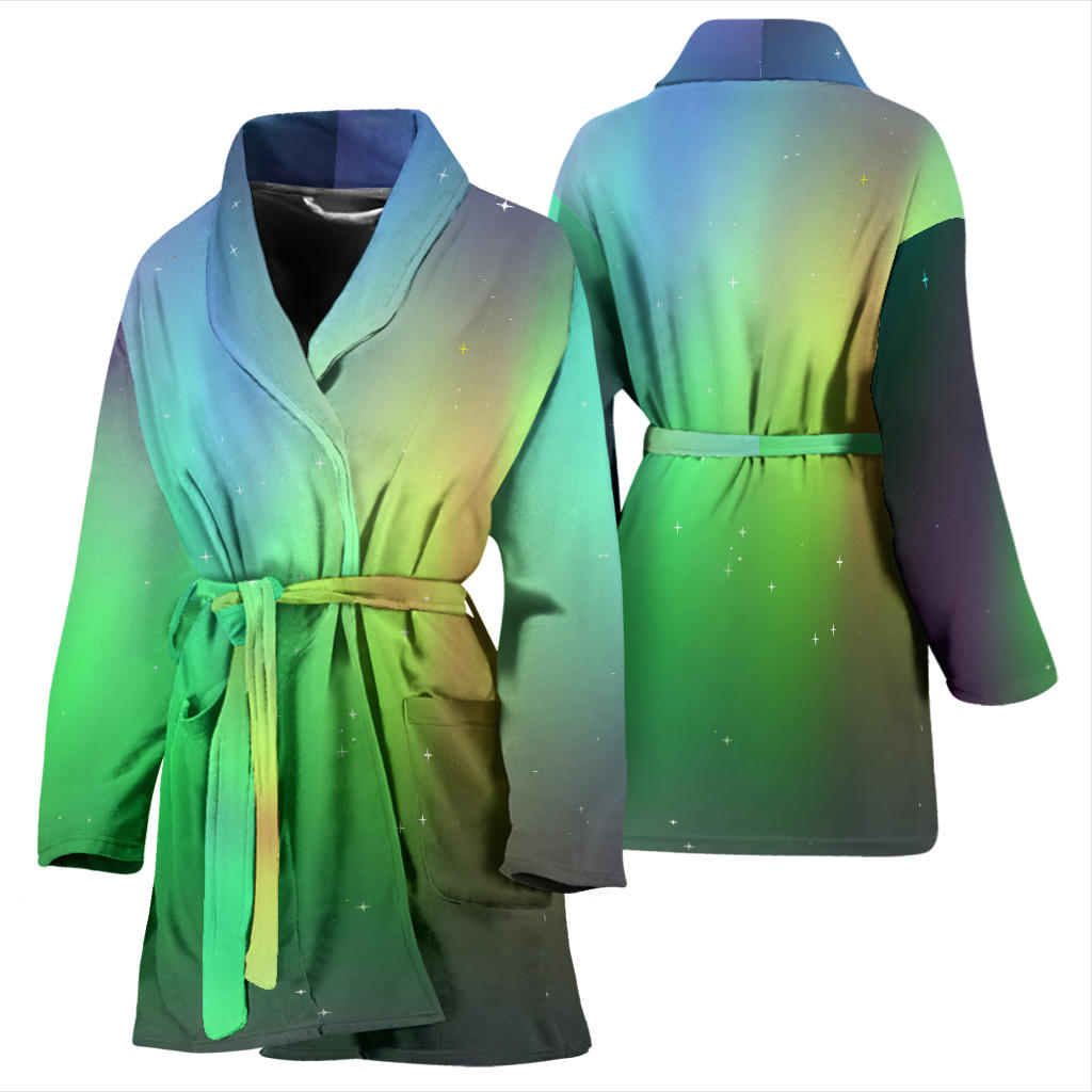 Aurora Borealis Pattern Print Design 03 Women Bathrobe