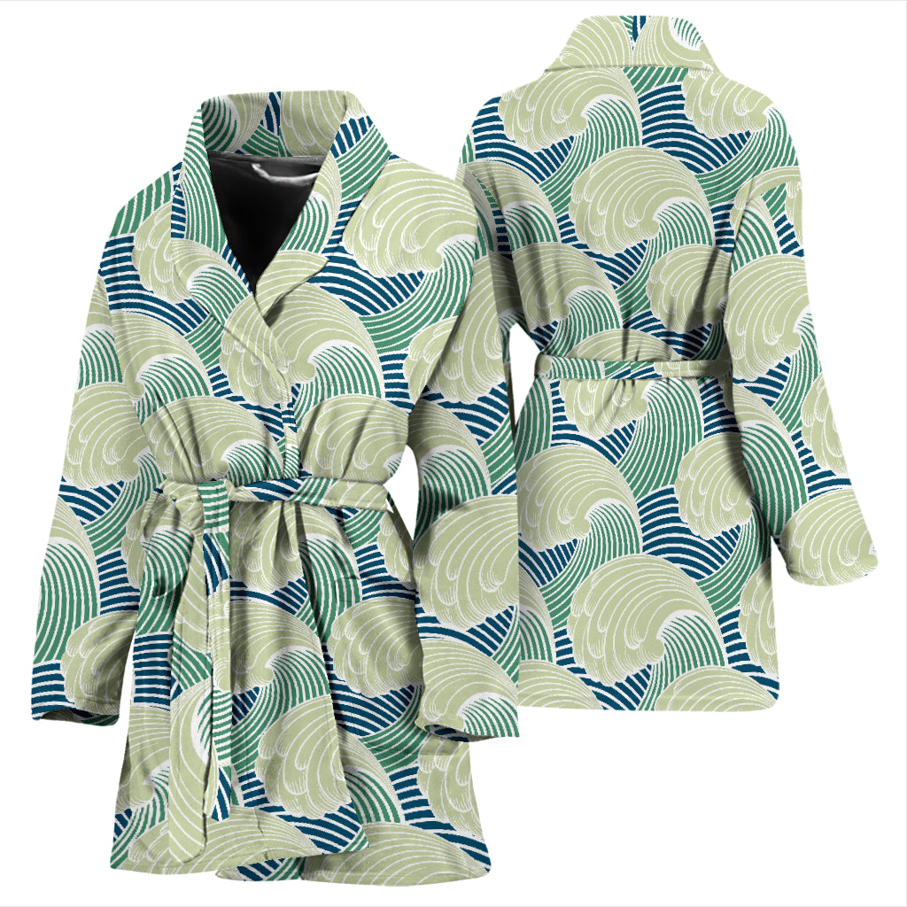 Wave Japan Style Print Design LKS302 Women Bathrobe