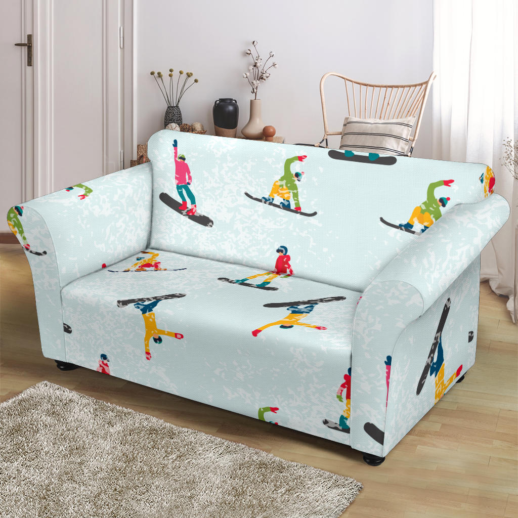 Snowboard Print Design LKS304 Loveseat Couch Slipcover