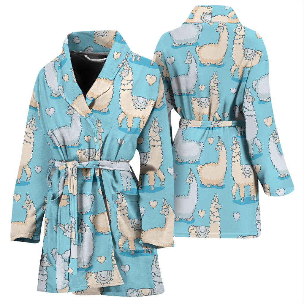 Alpaca Pattern Print Design 06 Women Bathrobe
