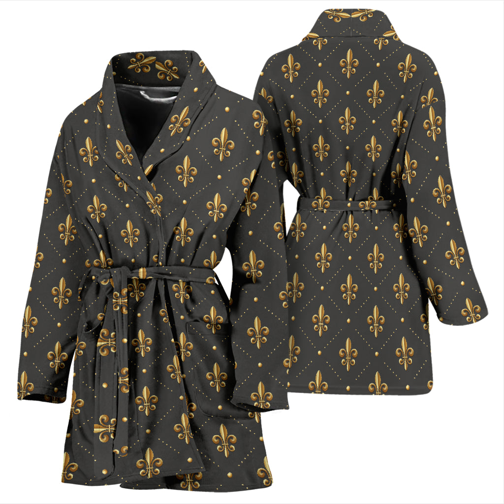 Fleur De Lis Print Design LKS402 Women Bathrobe