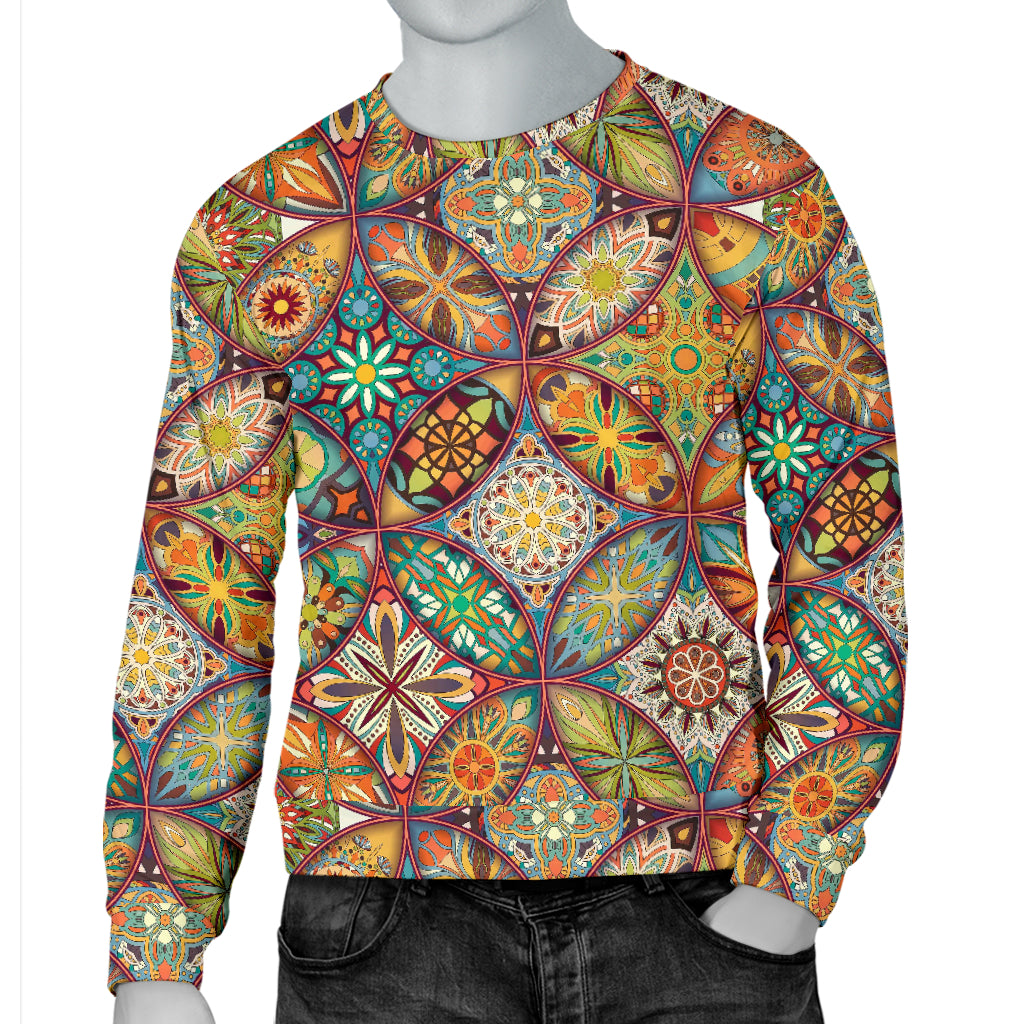 Mandala Flower Themed Design Print Men Long Sleeve Sweatshirt