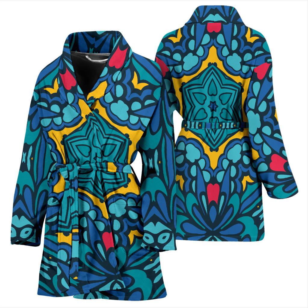 Kaleidoscope Pattern Print Design 04 Women Bathrobe