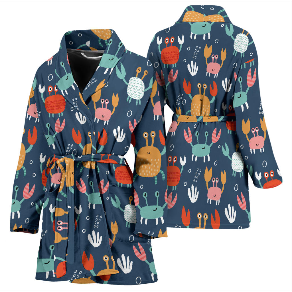 Crab Pattern Print Design 05 Women Bathrobe