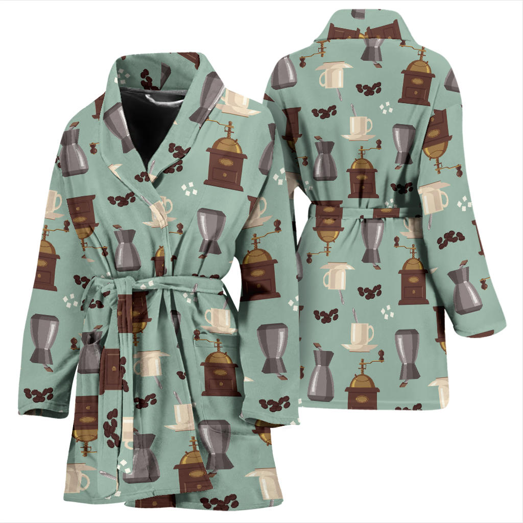Coffee Pattern Print Design 04 Women Bathrobe