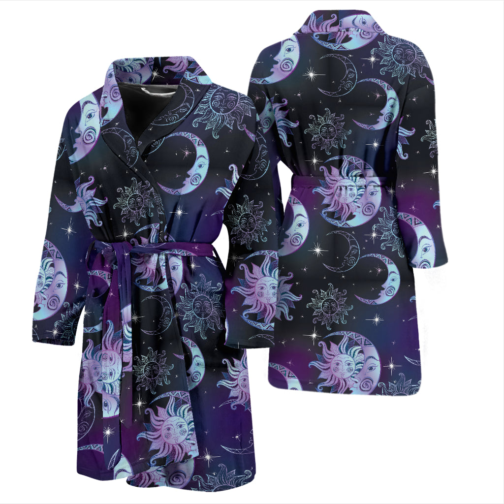 Sun Moon Print Design LKS303 Men Bathrobe