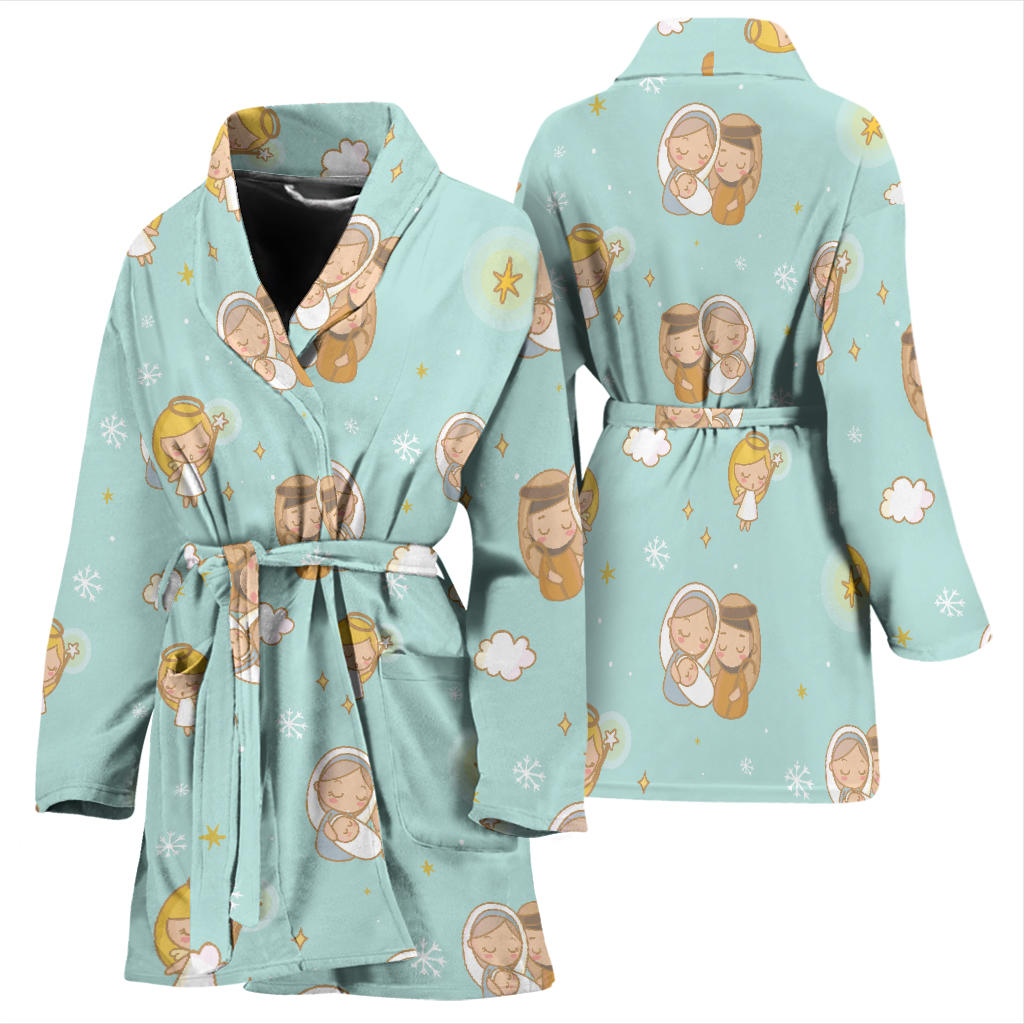 Christian Pattern Print Design 01 Women Bathrobe