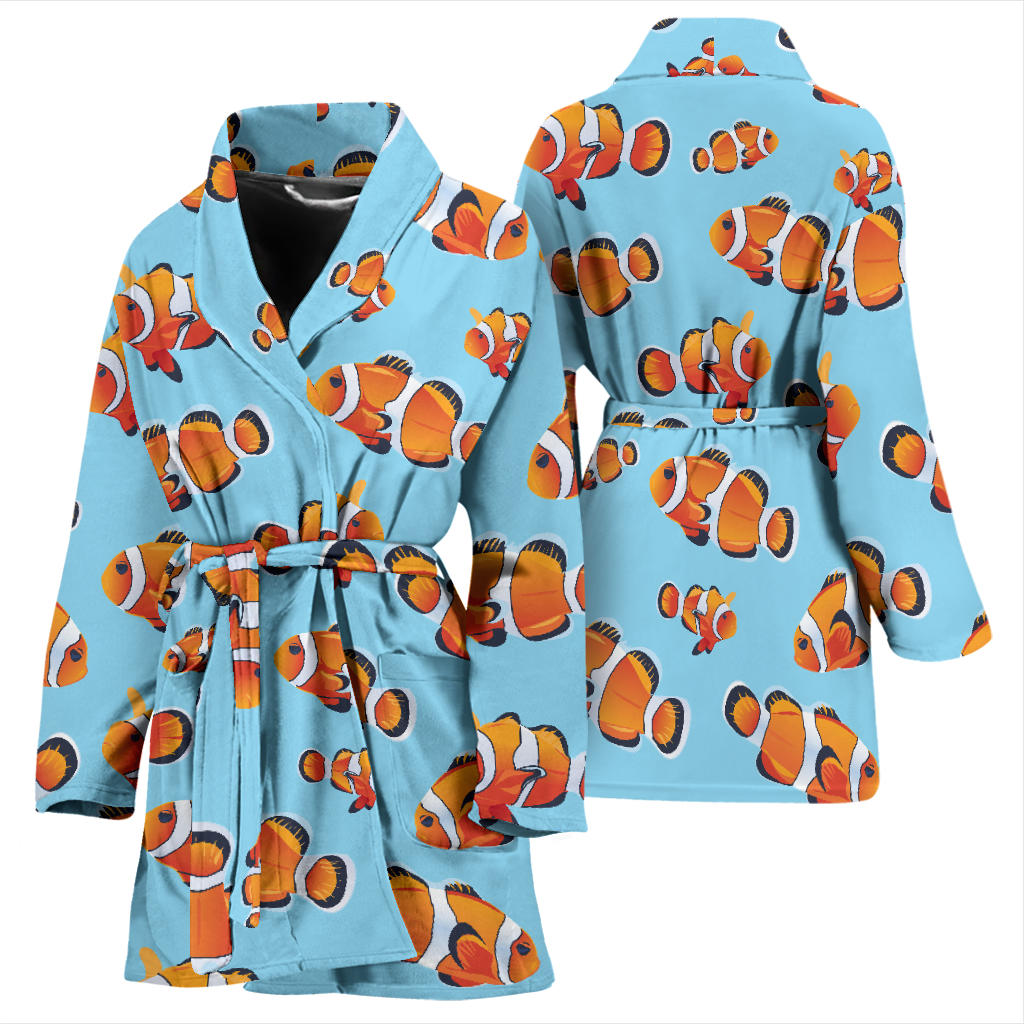 Clownfish Pattern Print Design 01 Women Bathrobe