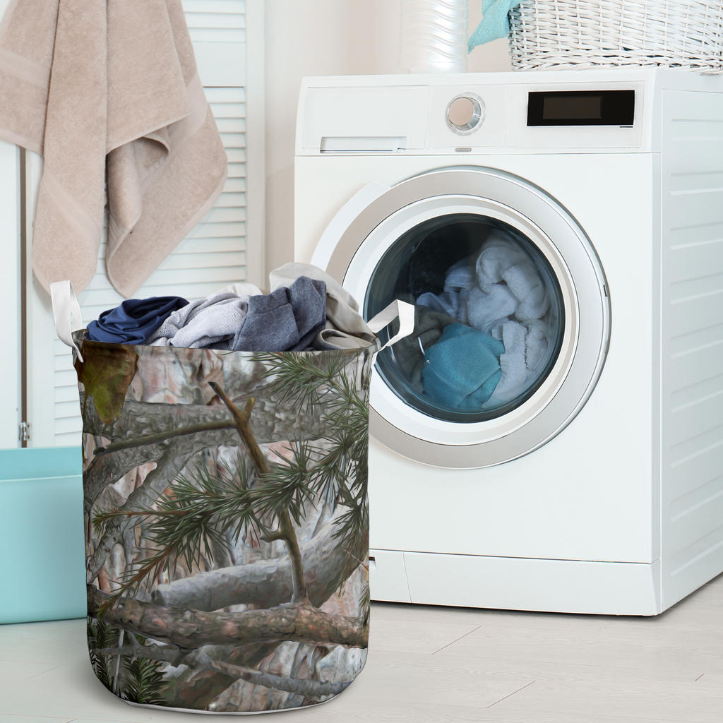 Camo Realistic Tree Forest Pattern Laundry Basket
