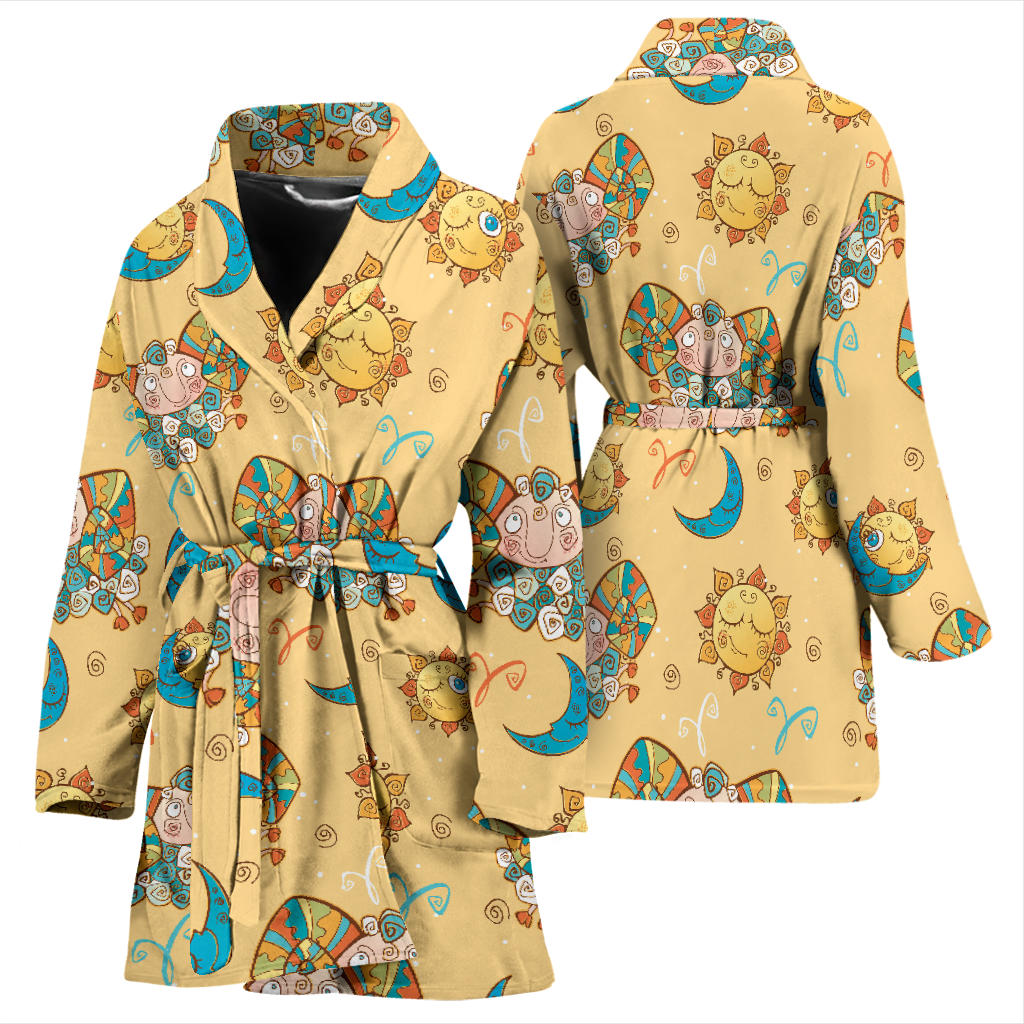 Aries Zodiac Pattern Print Design 03 Women Bathrobe