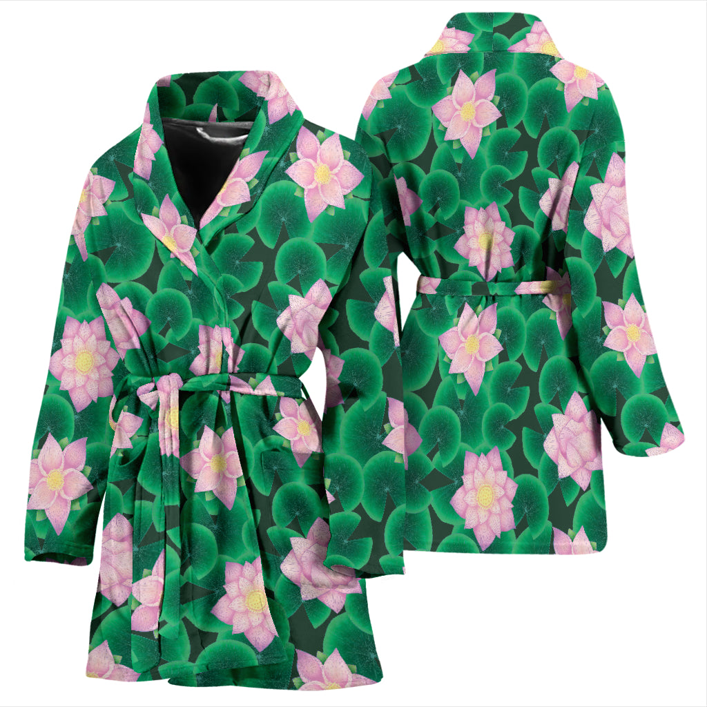 Water Lily Print Design LKS303 Women Bathrobe
