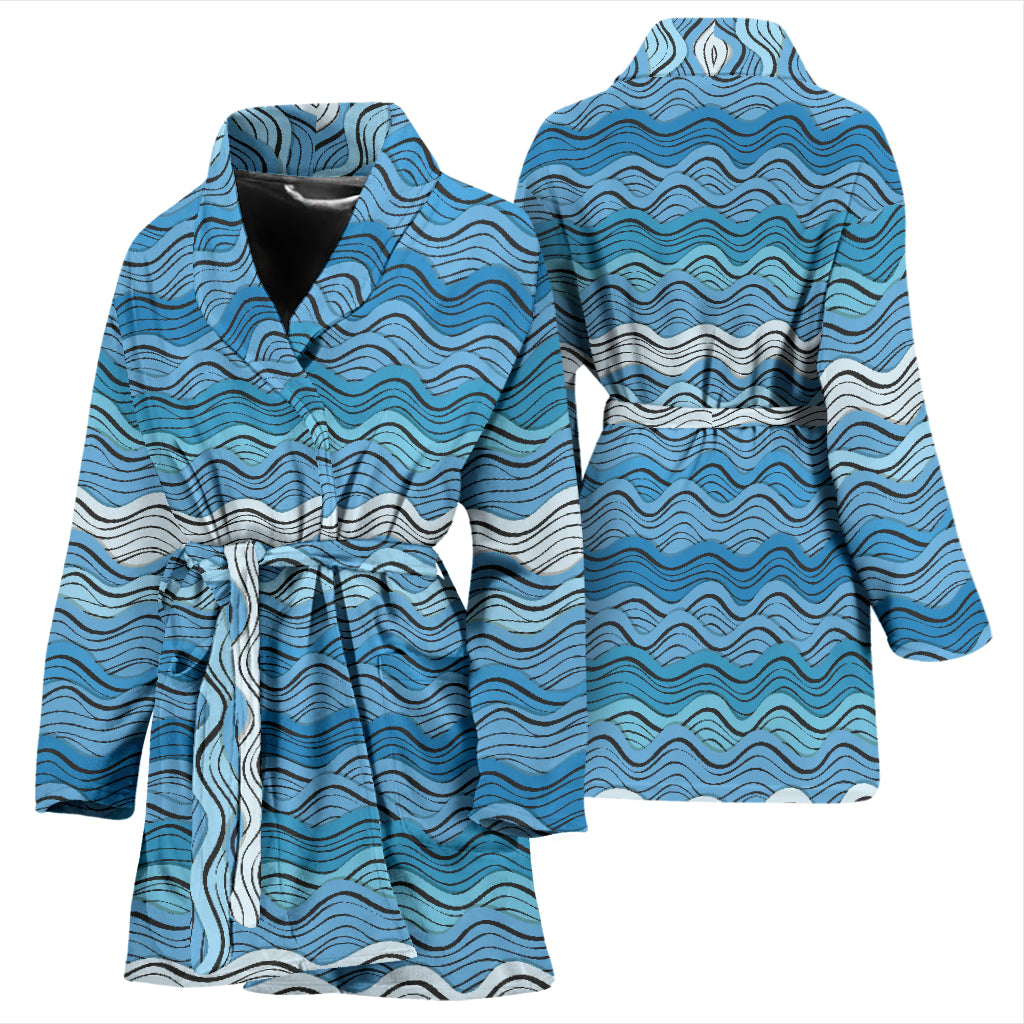 Wave Print Design LKS301 Women Bathrobe