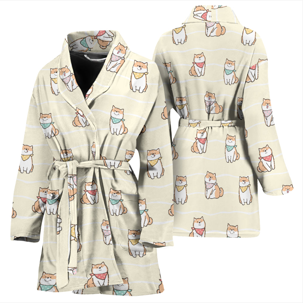 Shiba Inu Print Design LKS306 Women Bathrobe