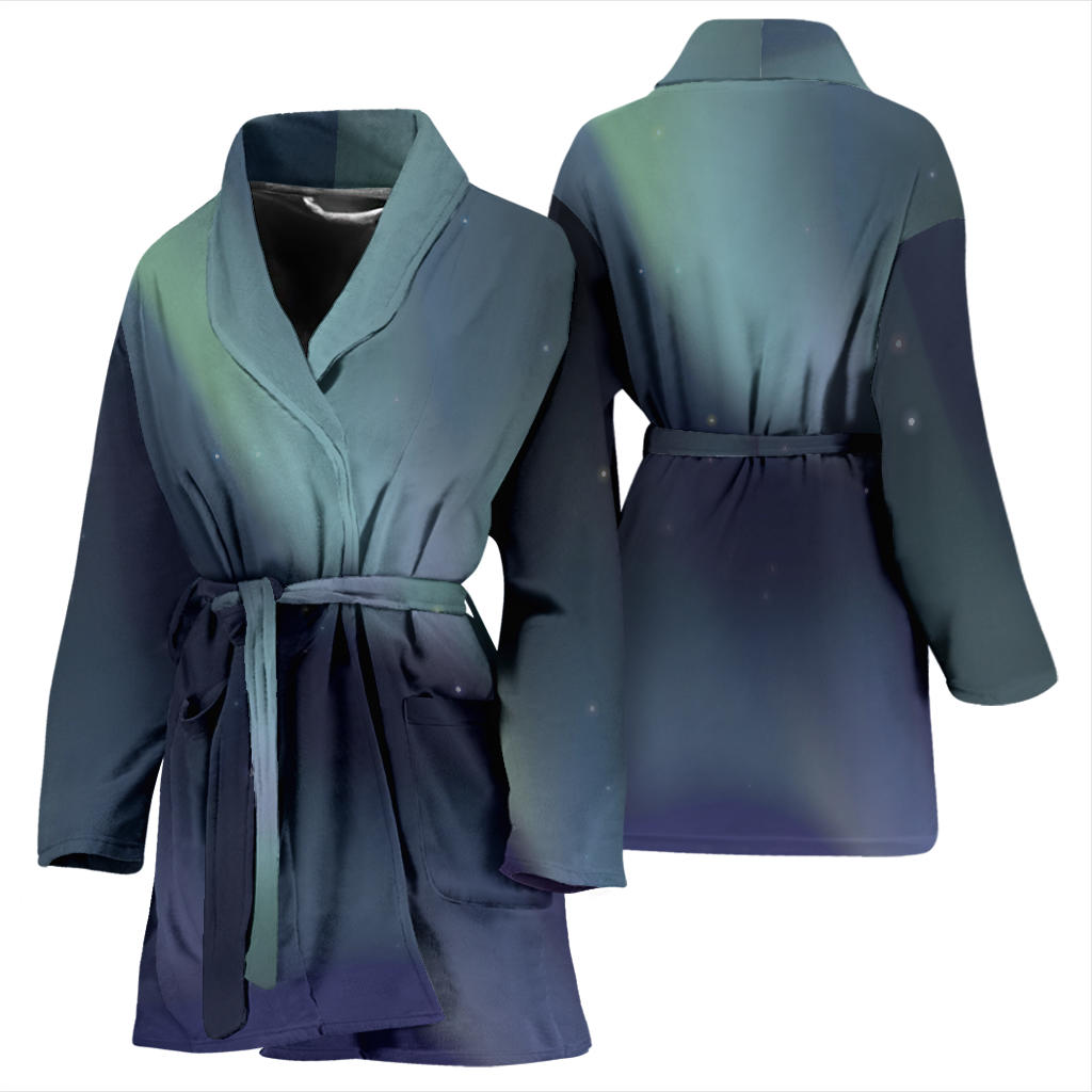 Aurora Borealis Pattern Print Design 01 Women Bathrobe