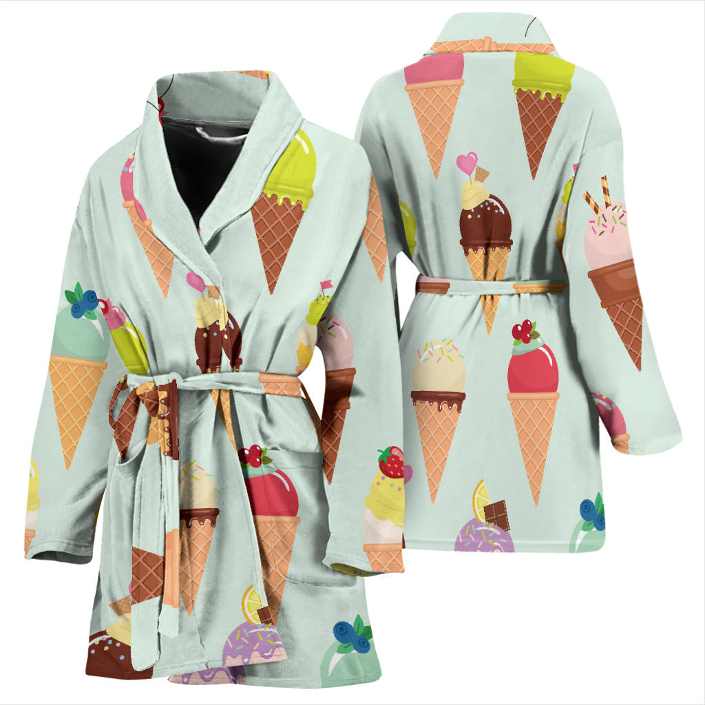 Ice Cream Pattern Print Design 03 Women Bathrobe