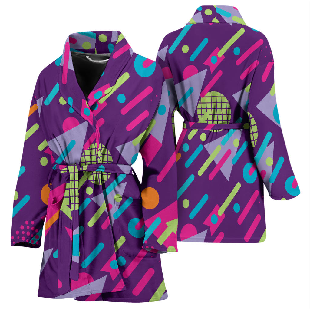 90s Pattern Print Design 4 Women Bathrobe