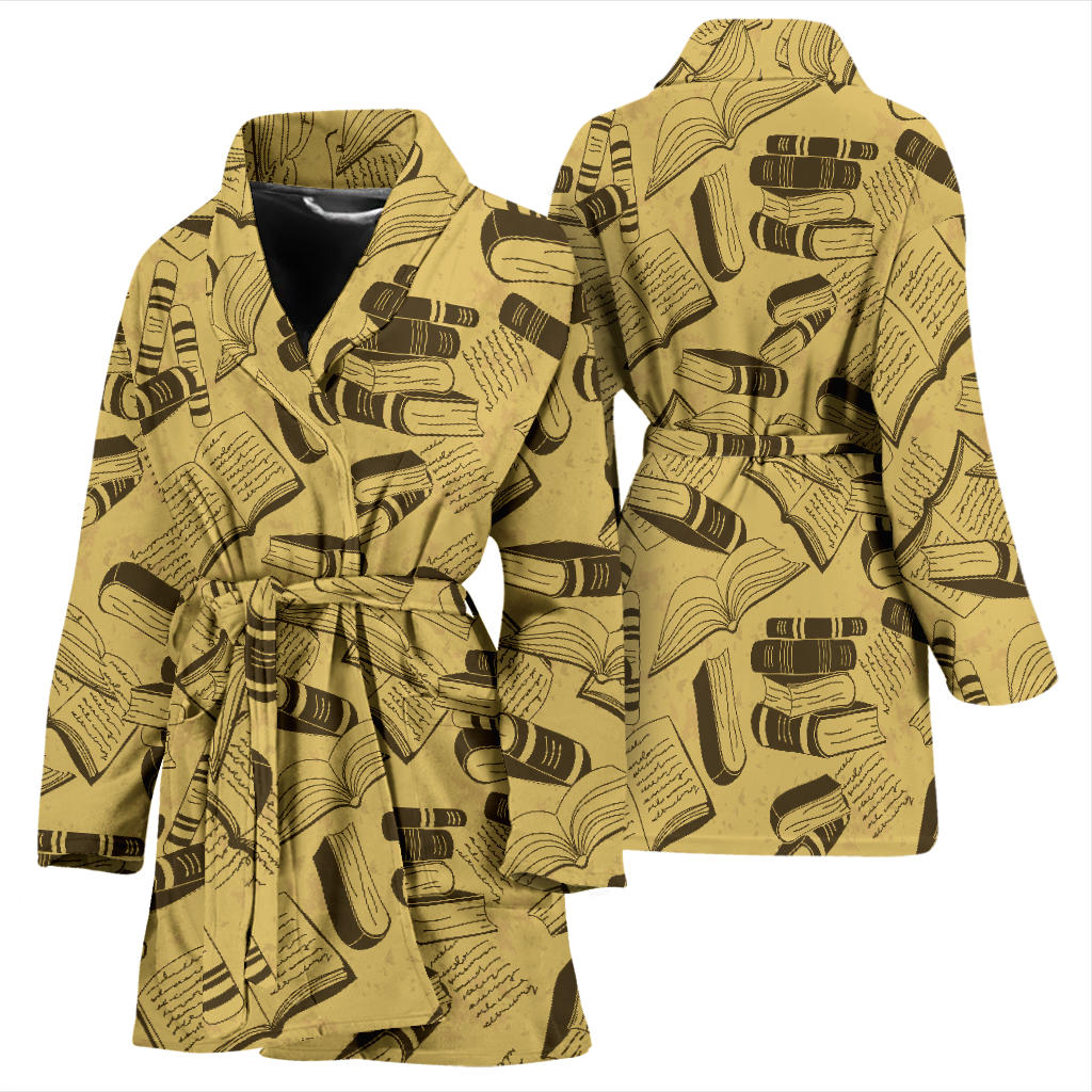 Book Pattern Print Design 02 Women Bathrobe