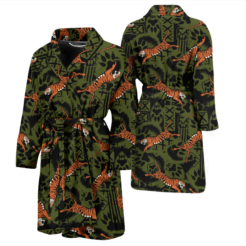 Tiger Pattern Print Design LKS303 Men Bathrobe
