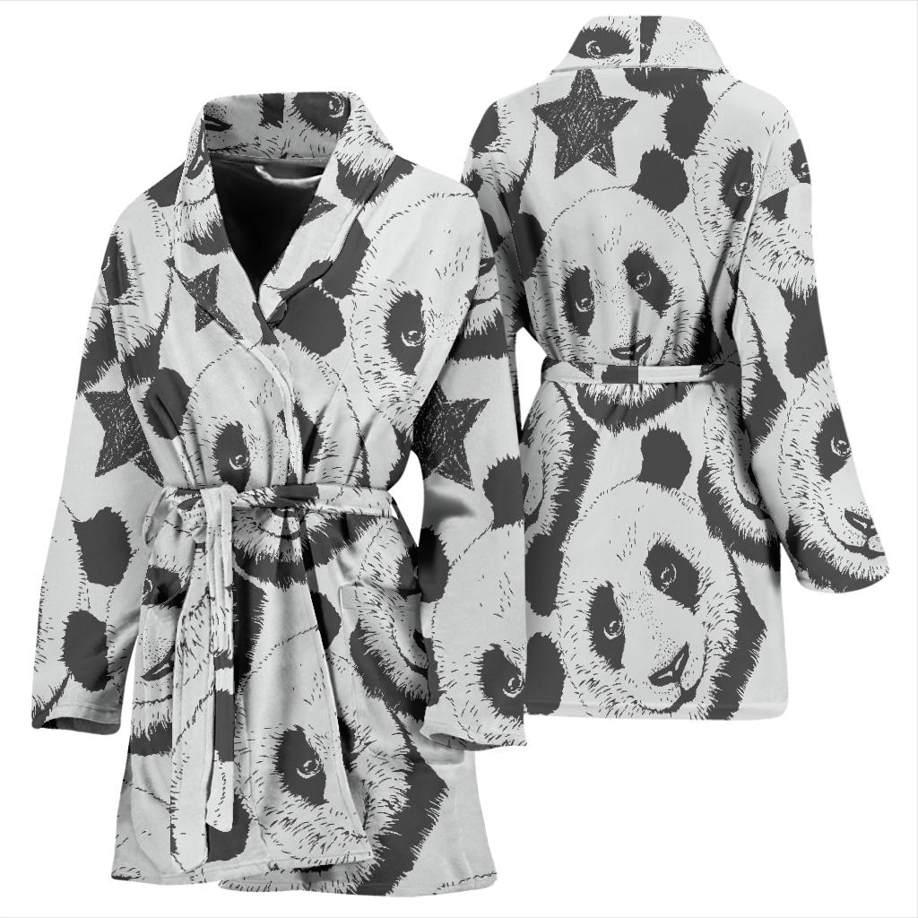Panda Pattern Print Design A02 Women Bathrobe