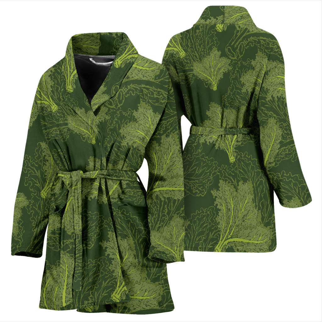 Kale Pattern Print Design 01 Women Bathrobe