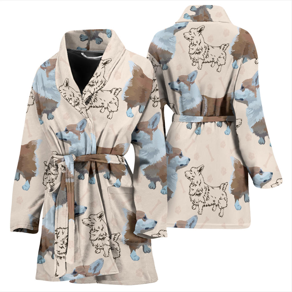 Pembroke Welsh Corgis Pattern Print Design A03 Women Bathrobe