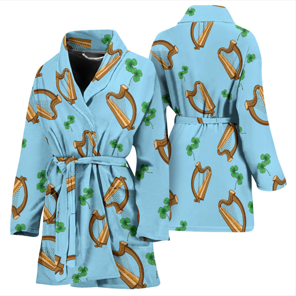 Harp Pattern Print Design 01 Women Bathrobe