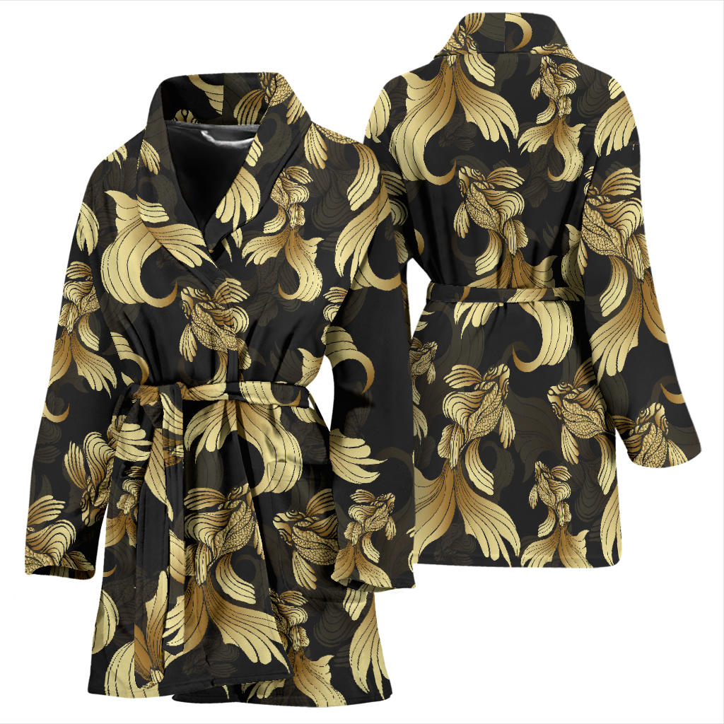 Goldfish Pattern Print Design 02 Women Bathrobe