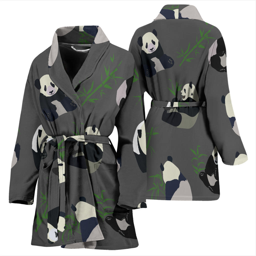 Panda Pattern Print Design A06 Women Bathrobe
