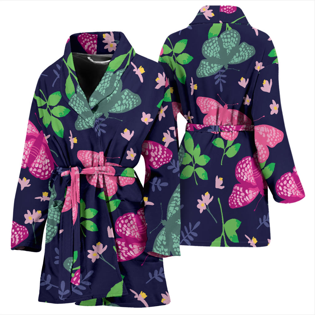 Monarch Butterfly Pattern Print Design 03 Women Bathrobe