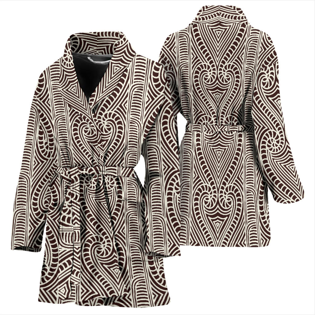Maori Pattern Print Design 04 Women Bathrobe