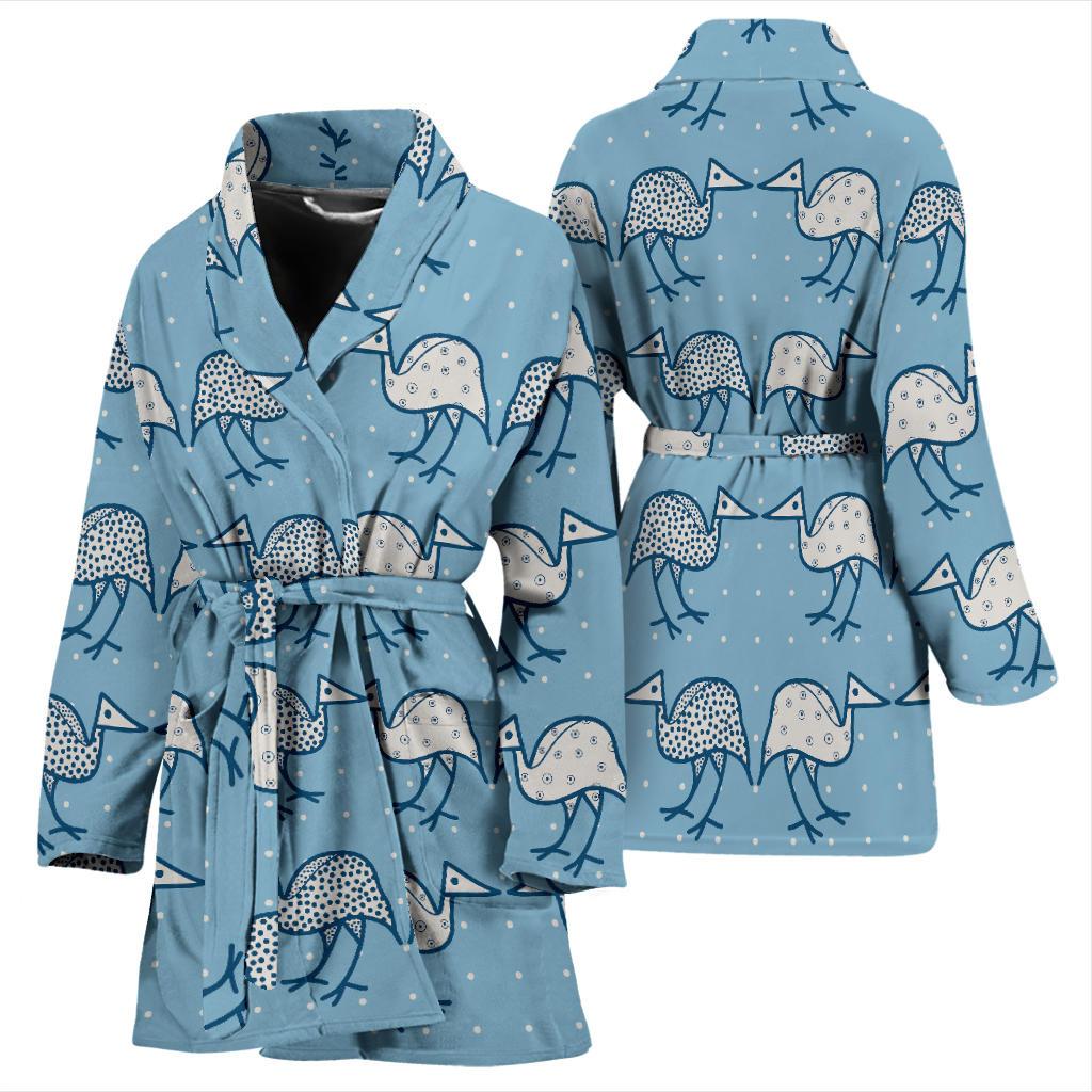 Emu Pattern Print Design 01 Women Bathrobe