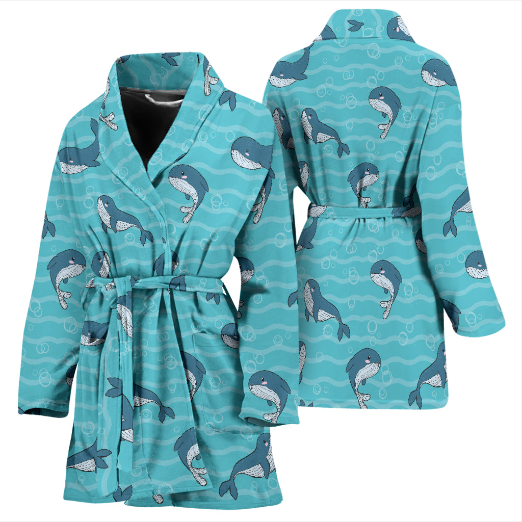 Whale Print Design LKS303 Women Bathrobe