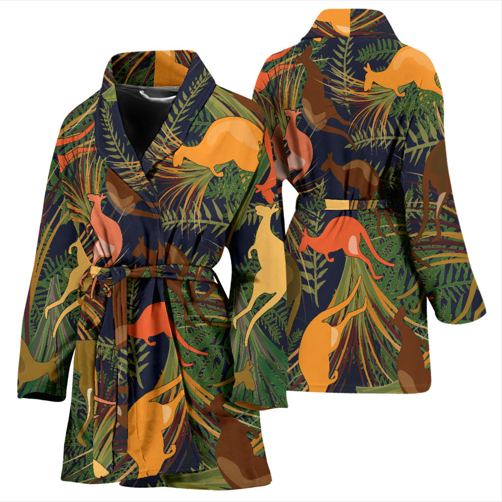 Kangaroos Pattern Print Design 07 Women Bathrobe