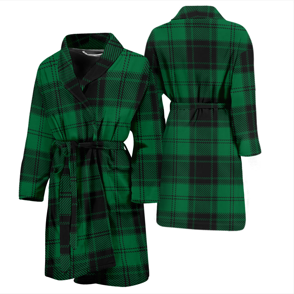 Tartan Green Print Design LKS302 Men Bathrobe