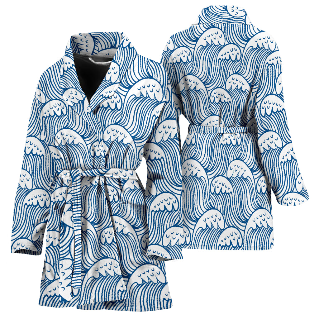 Wave Print Design LKS306 Women Bathrobe