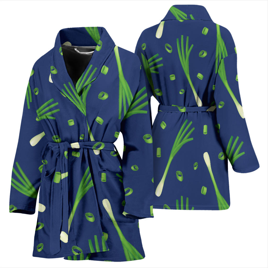 Leek Pattern Print Design 02 Women Bathrobe