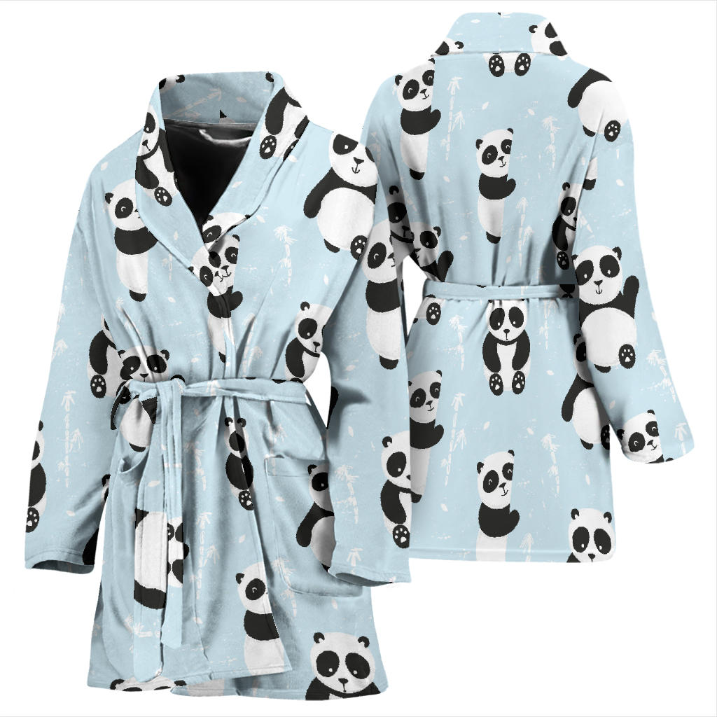 Panda Pattern Print Design A01 Women Bathrobe