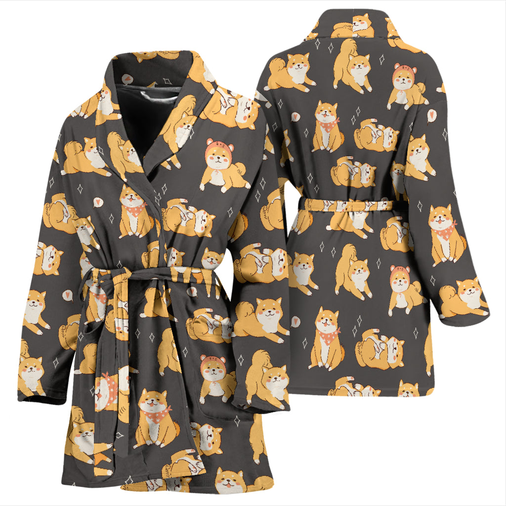 Shiba Inu Print Design LKS309 Women Bathrobe