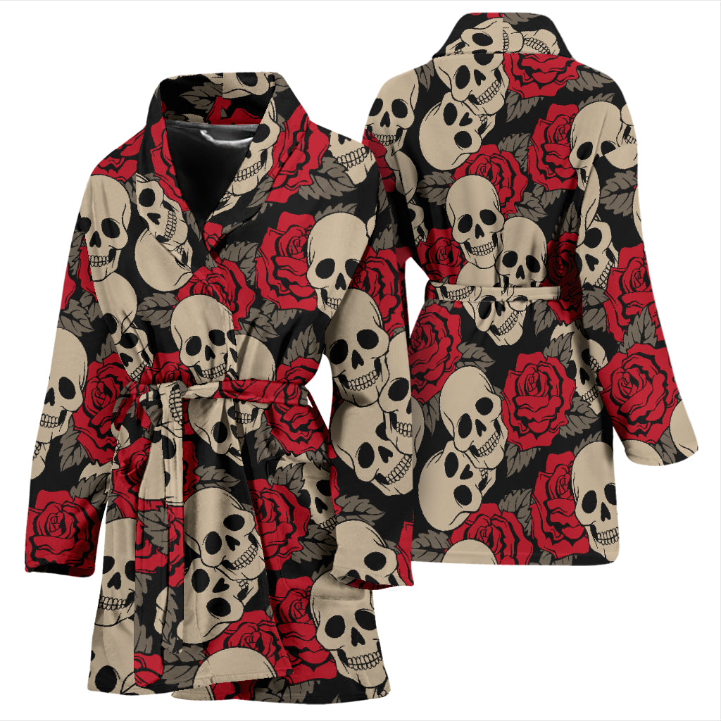 Skull And Roses Print Design LKS301 Women Bathrobe