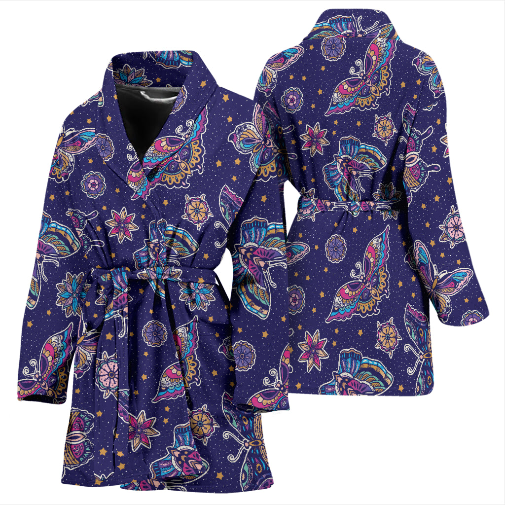 Butterfly Print Design LKS303 Women Bathrobe