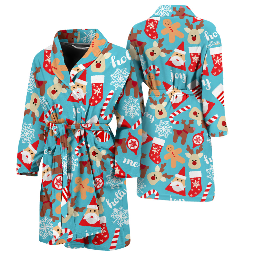 Santa Christmas Themed Print Design LKS306 Men Bathrobe
