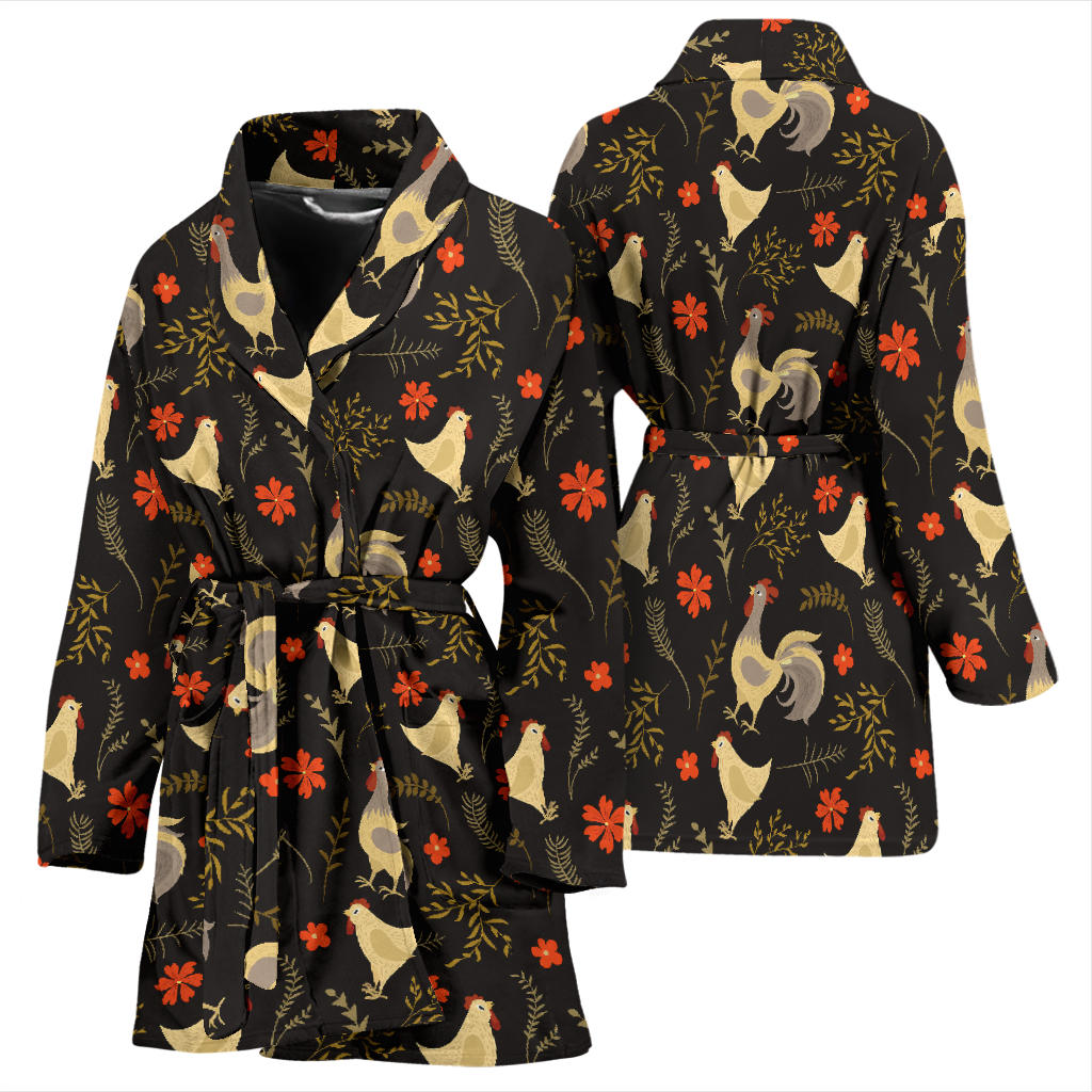 Chicken Pattern Print Design 04 Women Bathrobe