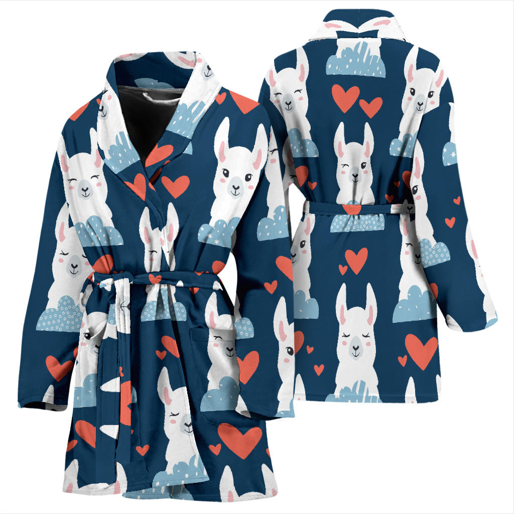 Alpaca Love Pattern Print Design 05 Women Bathrobe