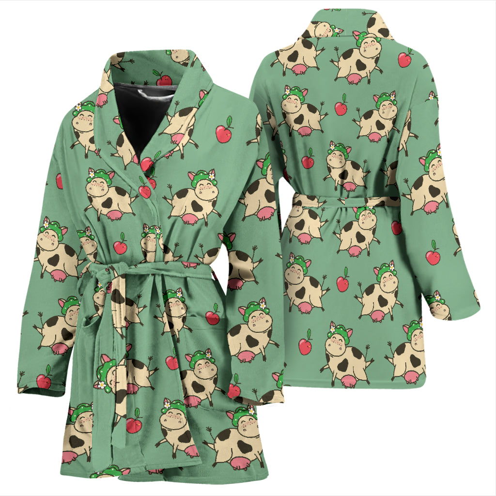 Cattle Print Design LKS402 Women Bathrobe