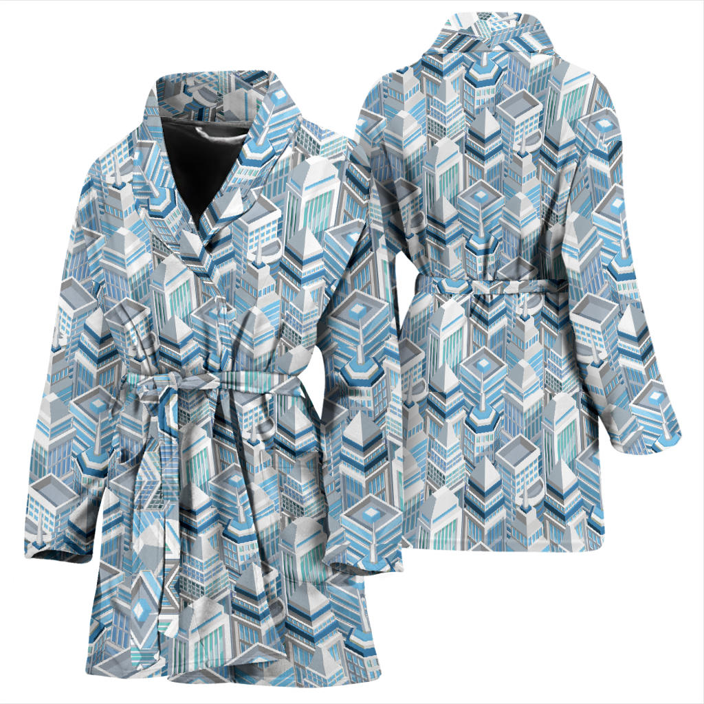 City Pattern Print Design 03 Women Bathrobe