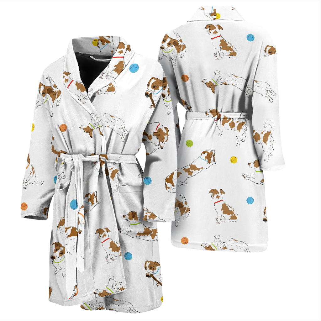 Russell Terriers With Balls Print Design LKS307 Men Bathrobe